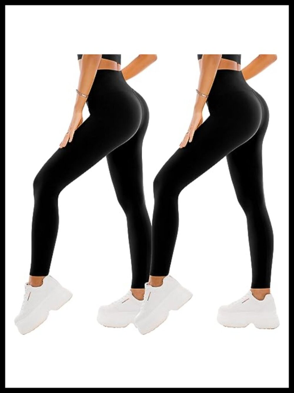 High Waisted Leggings for Women 2 Pack Tummy Control Yoga Pants